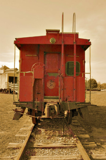 a red train caboose