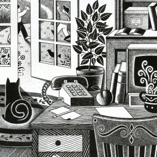 Working from home. Illustration by Paul Hoffman for PlannersWeb