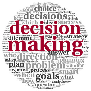 word cloud highlighting words "decision making"