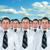photo of group of identical looking businessmen