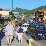 Tourists and traffic In Gatlinburg, Tennessee, an entry point to Smoky Mountains National Park.