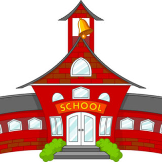 cartoon illustration of front of school building