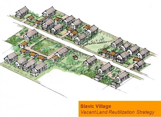 Illustration showing vision of Slavic Village's future