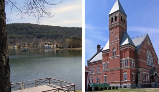 Lake Otsego and the Otsego County Courthouse in Cooperstown, New York