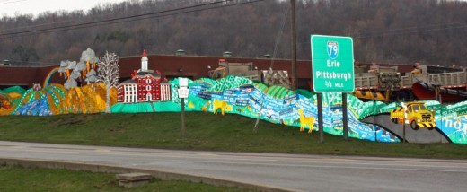 View of Read Between the Signs art project on U.S. Route 322 near Meadville, Pennsylvania