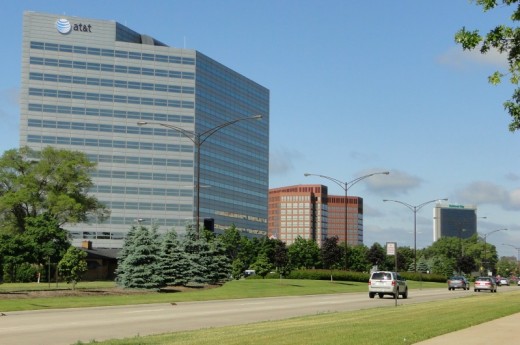 Office buildings along Big Beaver Road in Troy, Michigan