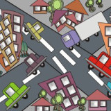 abstract illustration of congested intersection