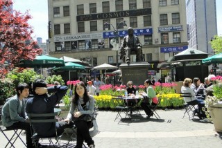 photo of Horace Greeley sculpture in Greeley Square in Manhattan
