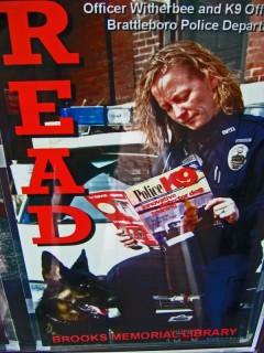 Brattleboro police officers like to read at the library