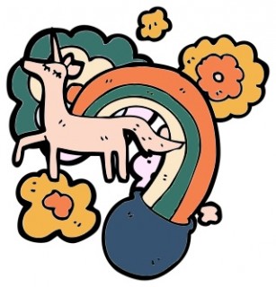 illustration of a unicorn and a rainbow