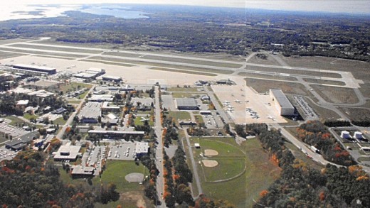Aerial view of Brunswick Naval Air Station