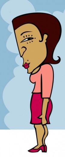 Illustration of a shy woman