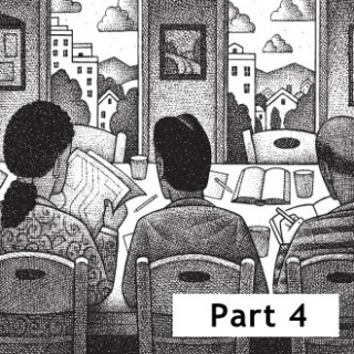 Planning commissioners meeting around a table