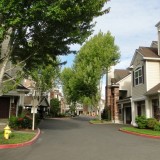 Above: Medium density housing on skinny streets; below: lower density housing closer to Orenco's Central Park.