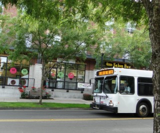 A shuttle bus also circulates through Orenco, connecting with the light rail station.