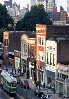A fixed rail trolley system and adaptive re-use of the historic Central Train Station were public investments that have been a catalyst for the redevelopment of this South Main Arts District in Memphis.