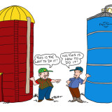 competing silos illustration by Marc Hughes for PlannersWeb
