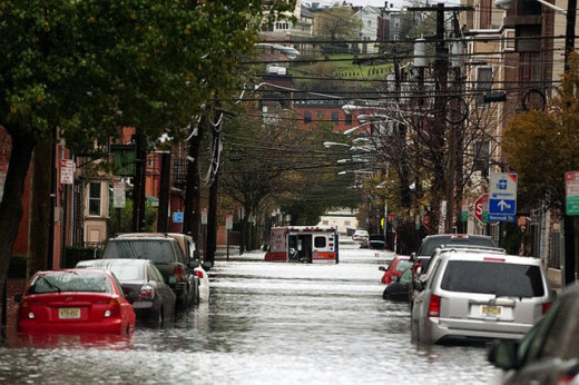 Much of Hoboken was flooded from storm surges caused by Hurricane Sandy. 